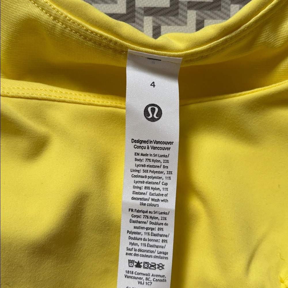 LULULEMON WUNDER TRAIN RACERBACK TANK IN BEAMING YELLOW SZ 4 NWT - Picture 6 of 6